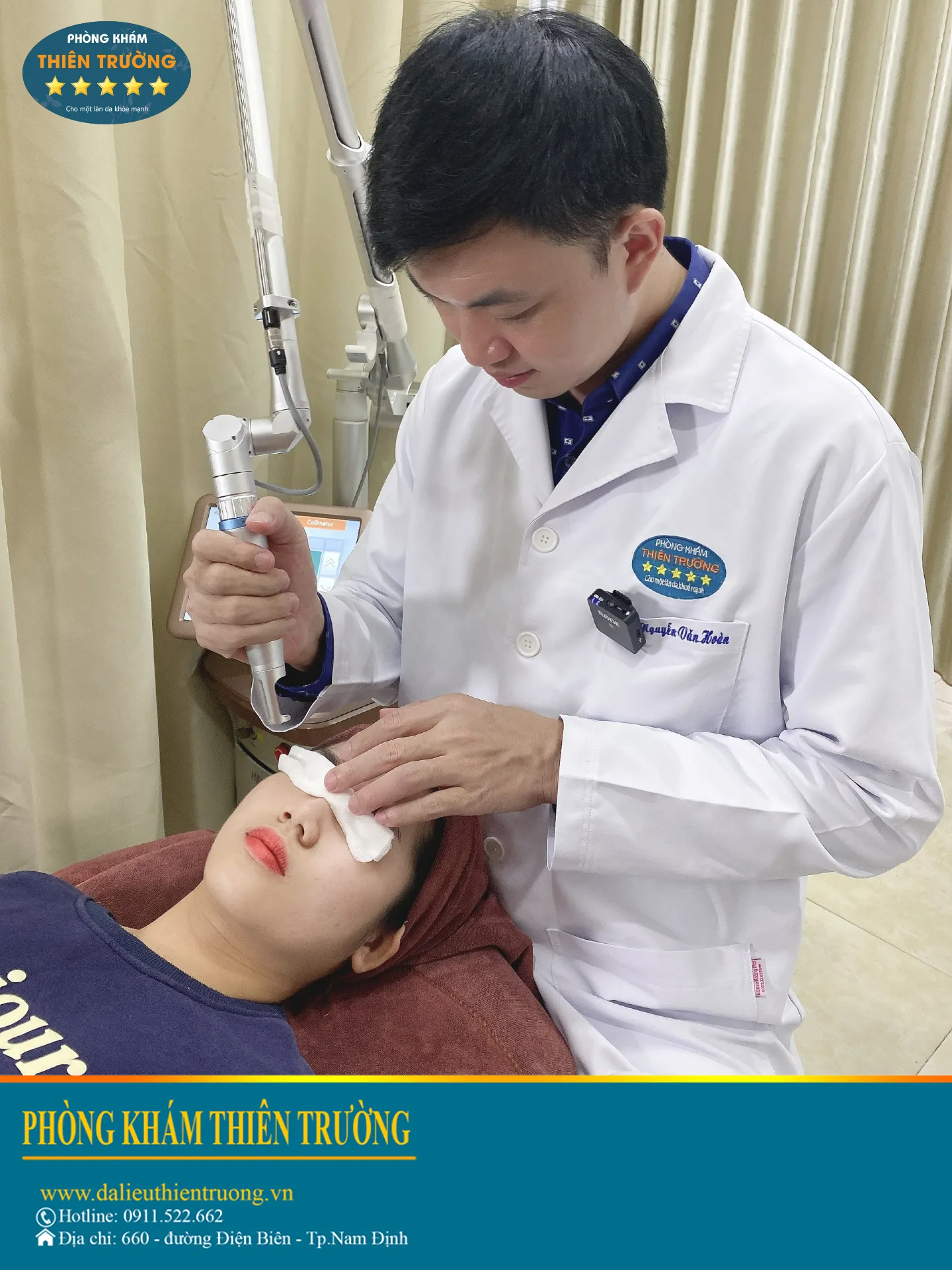 Hình ảnh : Bác sĩ đang sử dụng công nghệ Laser Picosure trong điều trị nám chân sâu