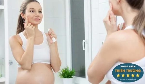 Hình ảnh: giãn mao mạch khi mang thai.