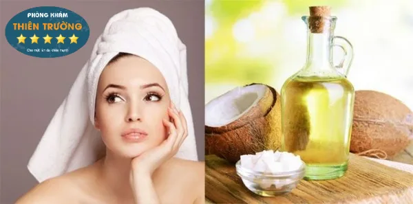 Hình ảnh: ủ tóc bằng dầu dừa.