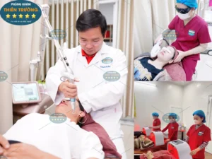 Hình ảnh: Bác sĩ Nguyễn Tiến Thành đang điều trị cho vị khách hàng bằng phương pháp laser tại phòng khám.