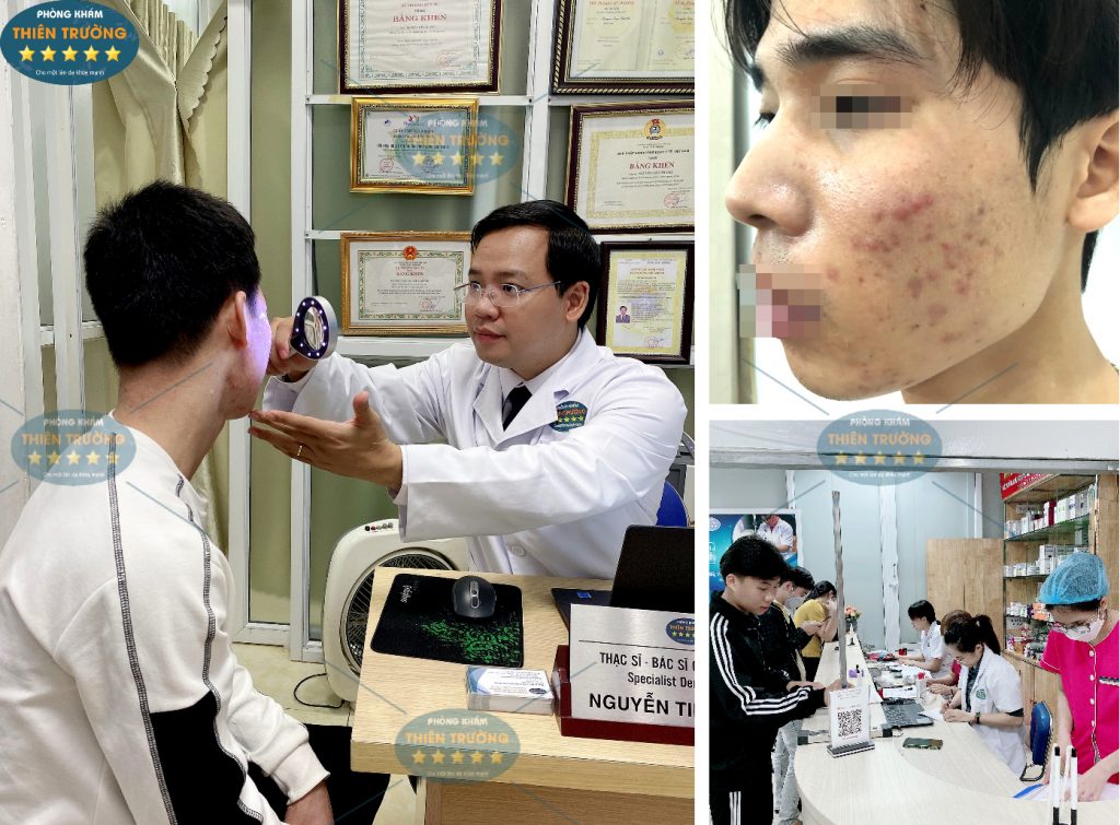 Hình ảnh: Bác sĩ thăm khám cho khách hàng tại phòng khám da liễu thẩm mỹ Thiên Trường.