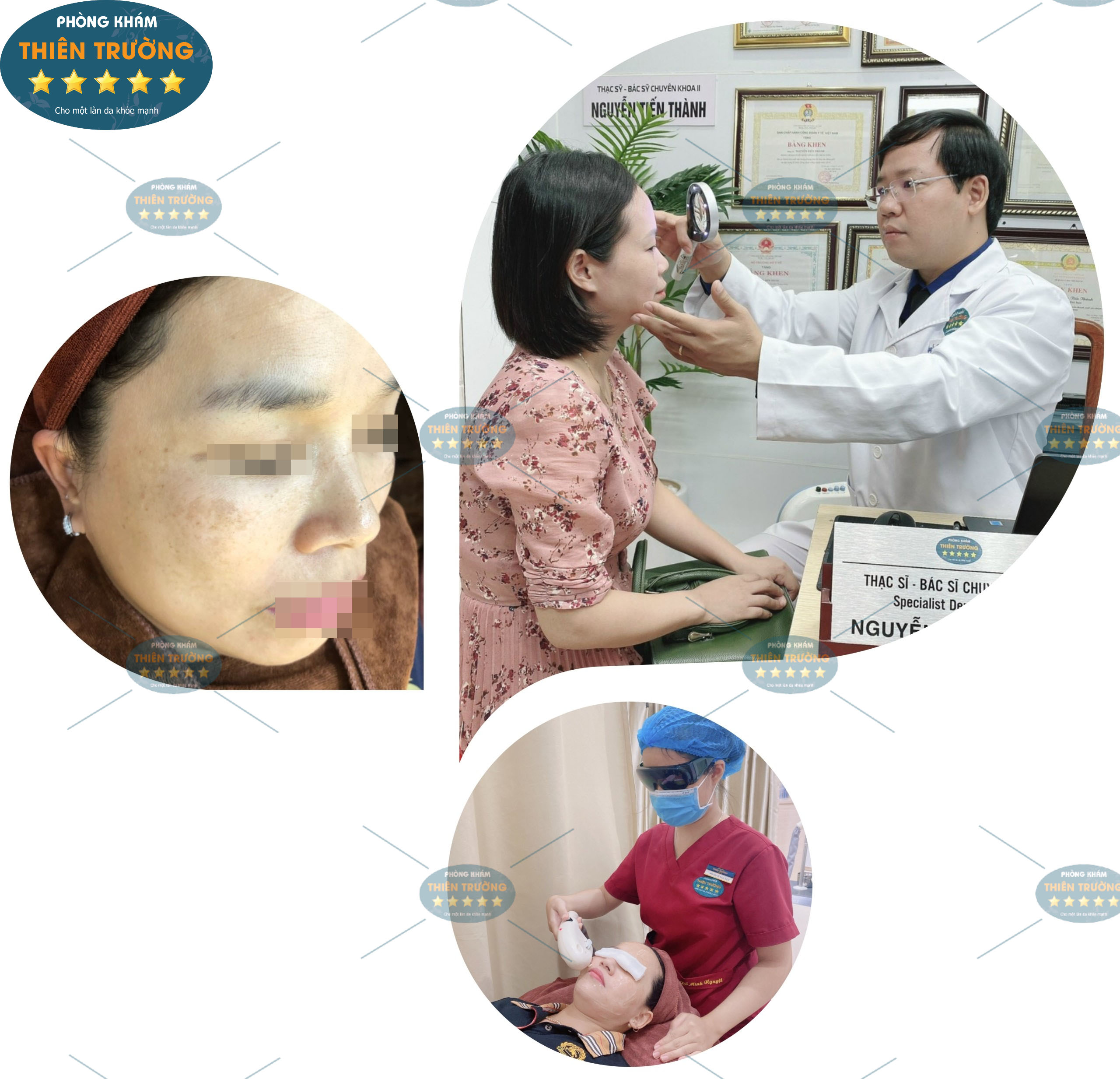 Hình ảnh: Thạc sĩ- Bác sĩ CK II Nguyễn Tiến Thành thăm khám cho khách hàng tại phòng khám Da liễu thẩm mỹ Thiên Trường.