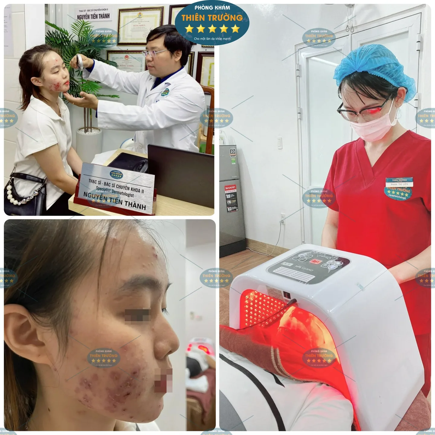 Hình ảnh: Bác sĩ thăm khám cho khách hàng tại phòng khám da liễu thẩm mỹ thiên trường.